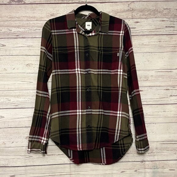 VANS Tops - VANS Green Red Black Plaid Button Up LS Medium